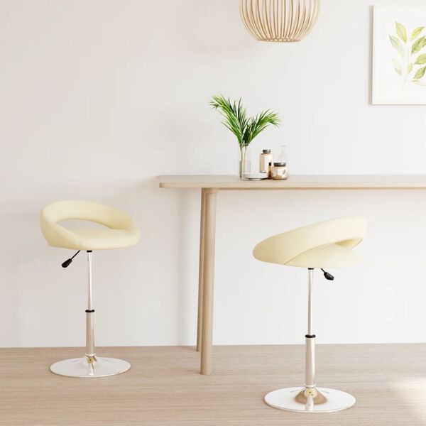 vidaXL grozāmi virtuves krēsli, 2 gab., krēmkrāsas mākslīgā āda