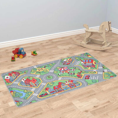 vidaXL rotaļu paklājs, 170x290 cm, pilsētas ceļu ainava, audums