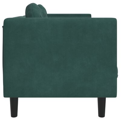 vidaXL trīsvietīgs dīvāns ar matračiem, tumši zaļš samts