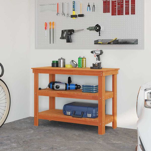 vidaXL Darbagalds Vaska brūna 110,5 x 50 x 80 cm Priedes masīvkoks