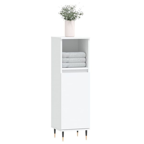 vidaXL vannasistabas skapis, balts, 30x30x100 cm, inženierijas koks