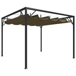 vidaXL dārza nojume ar izvelkamu jumtu, 3x3 m, pelēkbrūna, 180 g/m&sup2;