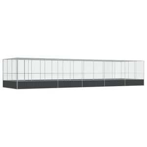 vidaXL putnu māja, sudraba krāsa, 1139x307x212 cm, tērauds