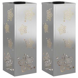 vidaXL Saules LED ceļa gaisma 2 pcs Sudraba Nerūsējo&scaron;s tērauds
