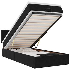 vidaXL Osmaņu gulta ar matraci & LEDs, melns, 80x200 cm, samts