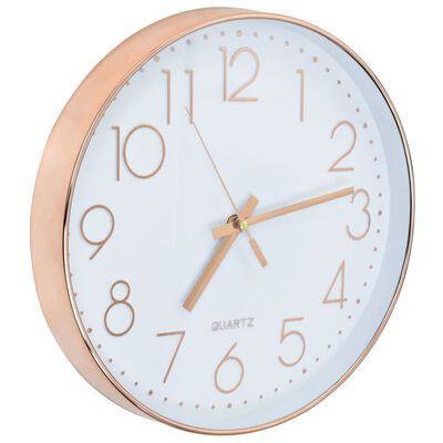 vidaXL sienas pulkstenis, 30 cm, zeltaini rozā