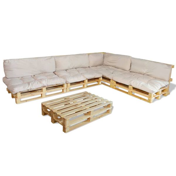 41515 vidaXL Set of 9 Back/Seat Cushions for Pallet Lounge Set Sand White
