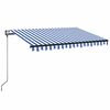 vidaXL markīze ar LED un vēja sensoru, 350x250 cm, zila ar baltu
