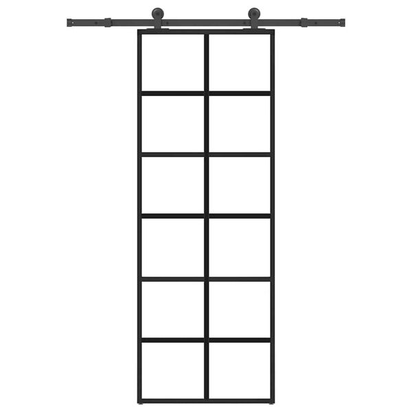 vidaXL bīdāmās durvis ar stiprinājumiem, stikls, alumīnijs, 76x205 cm