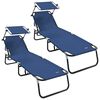 vidaXL Saliekamais sauļo&scaron;anās krēsls 2 pcs Zila 190 x 57 x 81 cm