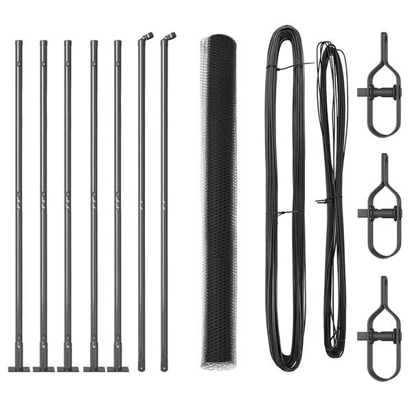 vidaXL Žogs ar stabiem. Pelēka 1.6 x 10 m PVC pārklāts tērauds