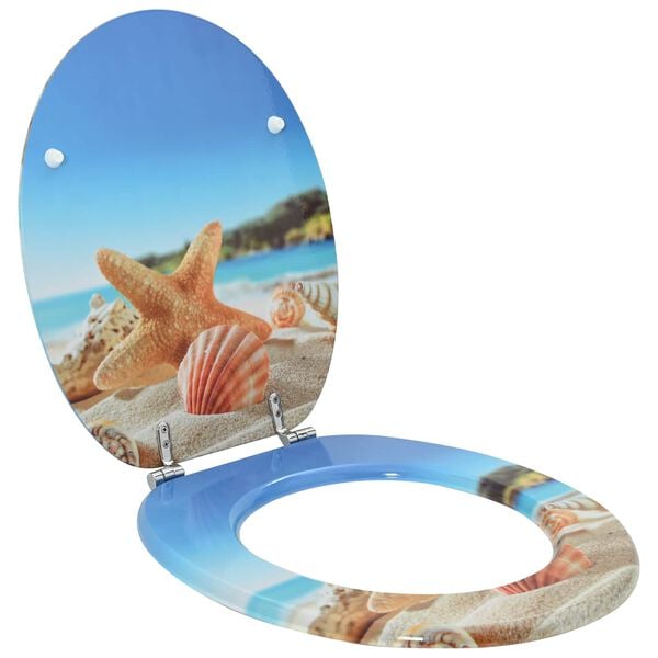 vidaXL Tualetes sēdeklis Gai&scaron;i zils 44 x 38 cm MDF plāksne