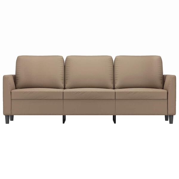 vidaXL trīsvietīgs dīvāns, kapučīno krāsa, 180 cm, mākslīgā āda