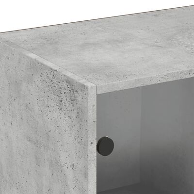 vidaXL grāmatplaukts ar durvīm, betona pelēks, 204x37x75 cm, koks