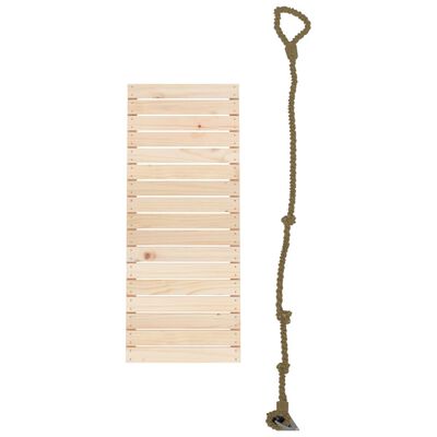 vidaXL kāpšanas siena ar virvi, 44,5x5x108 cm, priedes masīvkoks