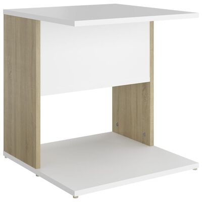 vidaXL galdiņš, balts, ozolkoka, 45x45x48 cm, skaidu plāksne