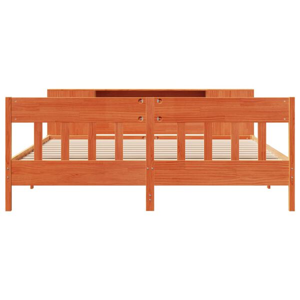 vidaXL gulta ar grāmatu plauktu, bez matrača, 180x200 cm, priedes koks