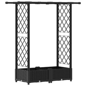 vidaXL Pacelta gulta ar treliem un jumtu Melns 122,5 x 40 x 121 cm PP