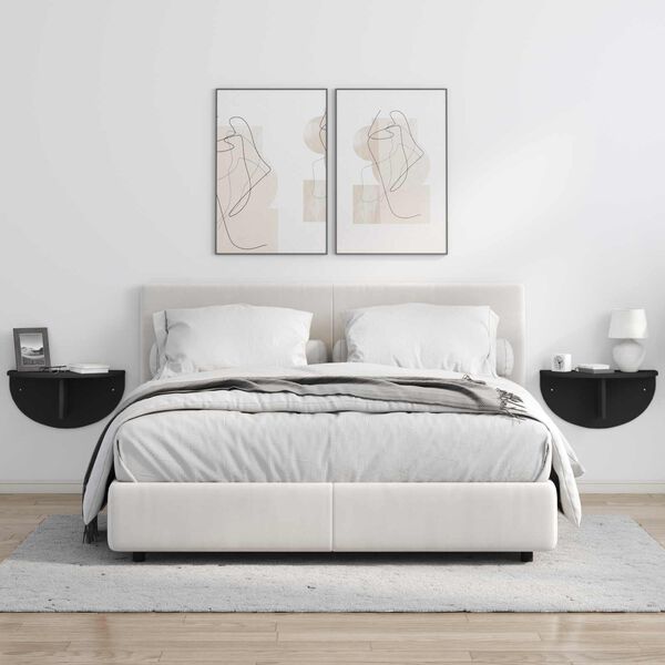 vidaXL Sienas plaukts Melna 48 x 24 x 24 cm Inženierijas koks