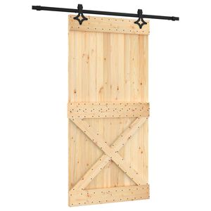 vidaXL Slīdo&scaron;ās durvis 100 x 210 cm Cieta priedes koks (neapstrādāts)