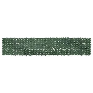 vidaXL balkona aizslietnis ar tum&scaron;i zaļām lapām, 400x75 cm