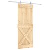 vidaXL Slīdo&scaron;ās durvis Dabisks un balts 80 x 210 cm Cieta priedes koks