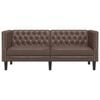 vidaXL divvietīgs Chesterfield dīvāns, brūna mākslīgā āda