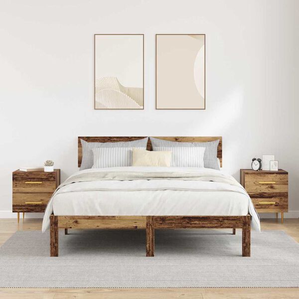 vidaXL Nakts skapītis ar atvilktni 2 pcs Vecs koks 40 x 35 x 47,5 cm