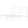 vidaXL gultas rāmis ar galvgali, balts metāls, 120x190 cm