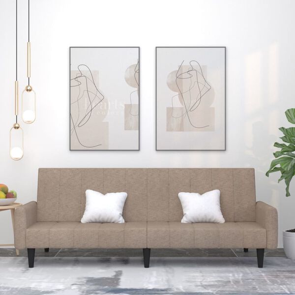 vidaXL 2-vietīga dīvāngulta, pelēkbrūns mikro&scaron;ķiedras audums