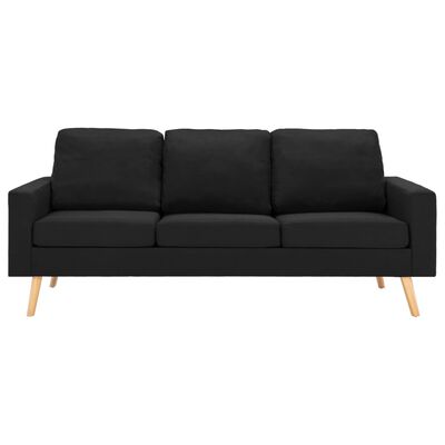 vidaXL trīsdaļīgs dīvānu komplekts, melns audums