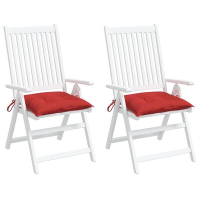 vidaXL dārza krēslu matrači, 2 gab., sarkani, 40x40x7 cm, audums