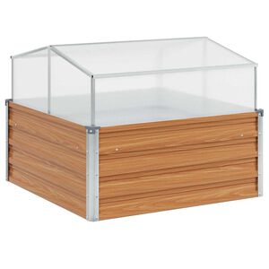 vidaXL Dārza podiņ&scaron; ar siltumnīcu Gai&scaron;i brūns 100 x 100 x 77 cm