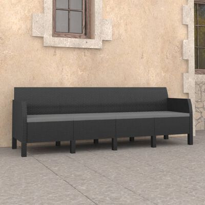 vidaXL 4-vietīgs dārza dīvāns ar matračiem, PP pinums, antracītpelēks