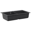 vidaXL Virtuves izlietne ar divām basām Granit 86 x 51 x 30 cm Grafīta