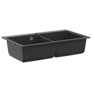 vidaXL Virtuves izlietne ar divām basām Granit 86 x 51 x 30 cm Grafīta
