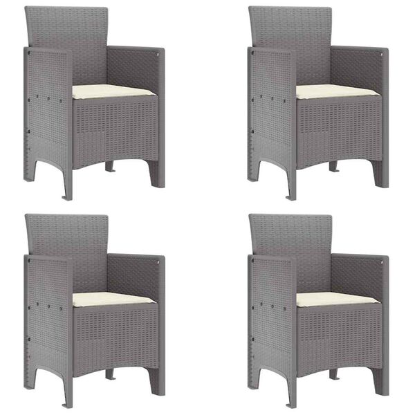 vidaXL Dārza krēsls 4 pcs Gai&scaron;i pelēks 53 x 49 x 85 cm Polipropilēns