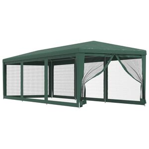 vidaXL svinību telts, ar 8 sieta sienām, 3x9 m, zaļa, HDPE