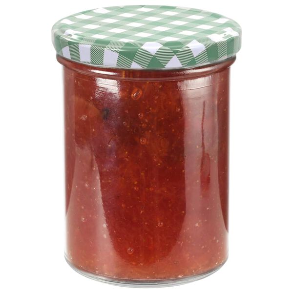 vidaXL ievārījuma burciņas, balti zaļi vāciņi, 96 gab., 400 ml