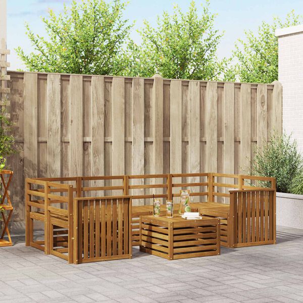 vidaXL Dīvāna komplekti 7 pcs Dabiska Cietā akācijas koks