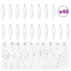 vidaXL Ziemassvētku spirālveida bumba 40 gab. Balts 3 x 11 cm