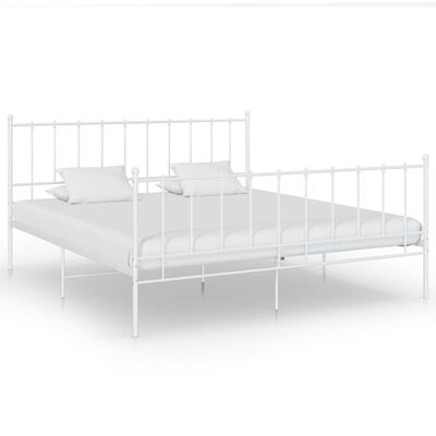vidaXL gultas rāmis, balts metāls, 200x200 cm