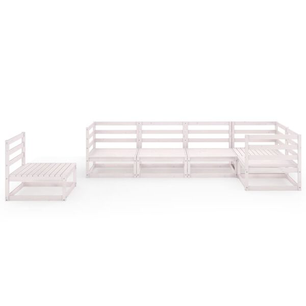 vidaXL 6-daļīgs dārza atpūtas mēbeļu komplekts, balts priedes koks