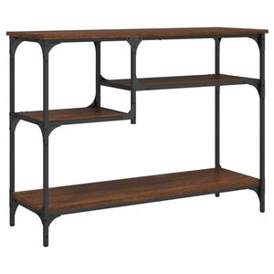 vidaXL konsoles galdiņ&scaron; ar plauktiem, brūna koka krāsa, 100x35x75 cm