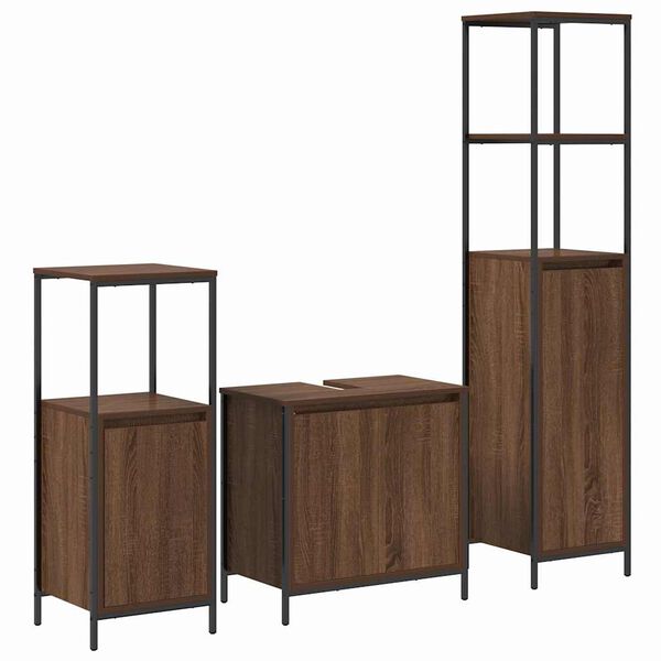 vidaXL Vannas istabas mēbeļu komplekts 3 pcs Brūns ozols un melns