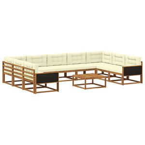 vidaXL Āra dīvānu komplekts ar spilvenu 10 pcs Dabisks un krējuma