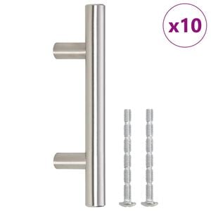vidaXL skapja rokturi, 10 gab., sudraba, 64 mm, nerūsējo&scaron;ais tērauds