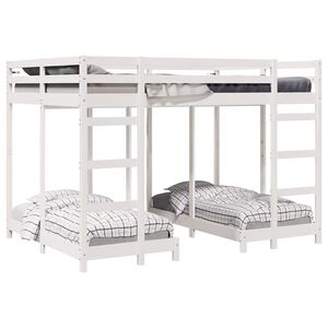 vidaXL Trīsstāvu gultas rāmis Balts 140 x 200 cm Ciets priedes koks