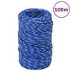 vidaXL laivu virve, zila, 2 mm, 100 m, polipropilēns