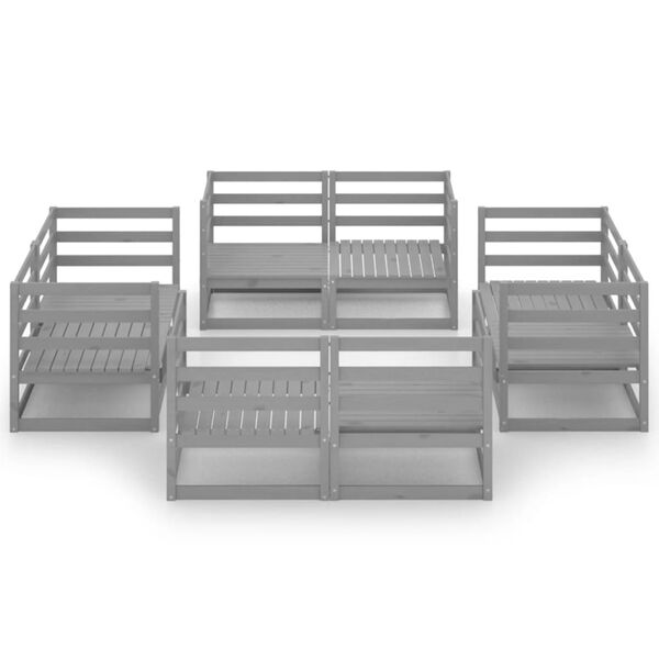 vidaXL 8-daļīgs dārza atpūtas mēbeļu komplekts, pelēks priedes koks